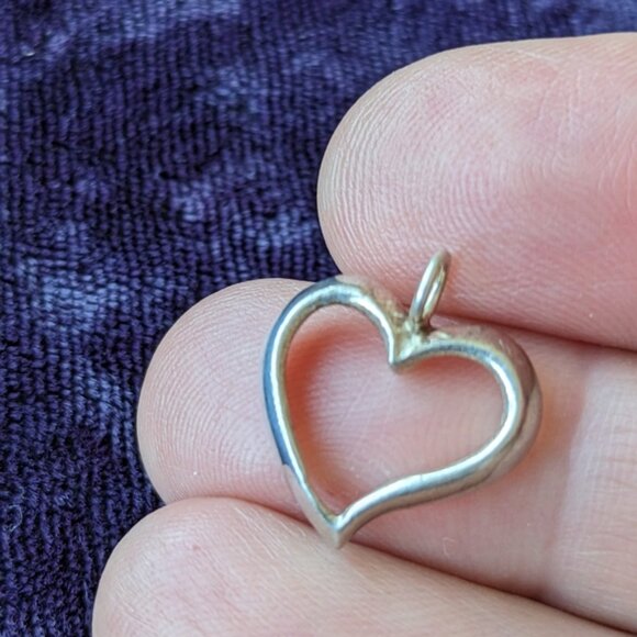 Silver Asymmetric Open Heart Minimalist Pendant - Picture 2 of 7